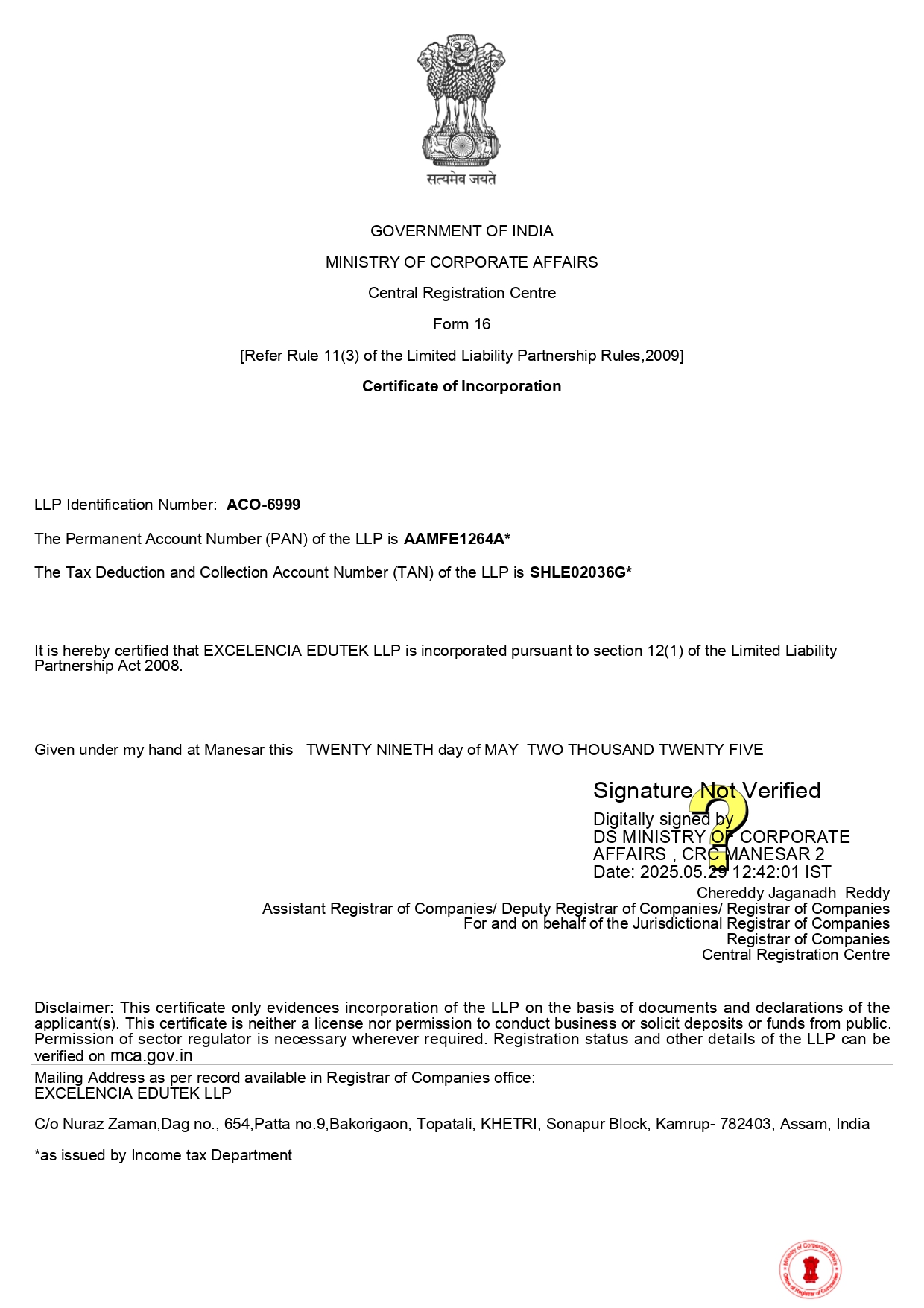 LLP Registration (Ministry of Corporate Affairs,Govt.of India)